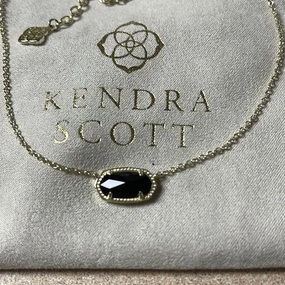 KENDRA Scott Elisa Pendant Necklace Black Stone Gold Necklace - Picture 3 of 9